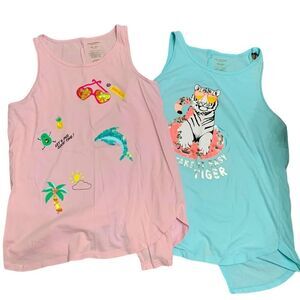 Arizona Jeans Company Big Girl Sleeveless Graphic Sequins Tanks Plus 20.5